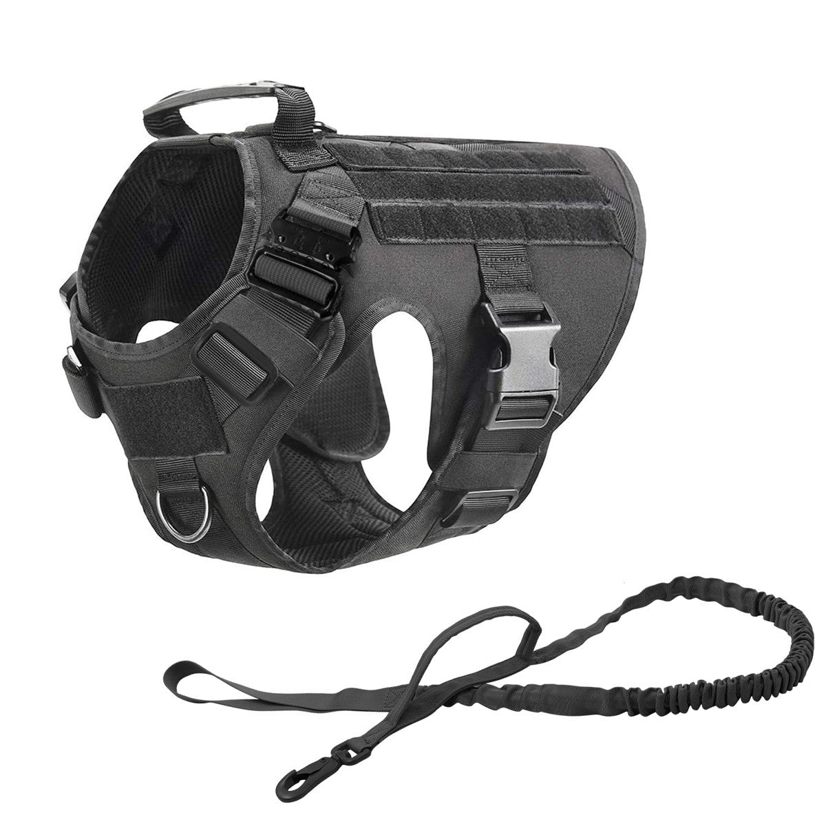 Coleira Peitoral Tática para Cães com Alça e Bolsas Molle para Cães de Porte Médio e Grande, Colete Militar de Treinamento para Pets, Coleira Ajustável para Cães de Serviço