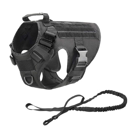 Coleira Peitoral Tática para Cães com Alça e Bolsas Molle para Cães de Porte Médio e Grande, Colete Militar de Treinamento para Pets, Coleira Ajustável para Cães de Serviço