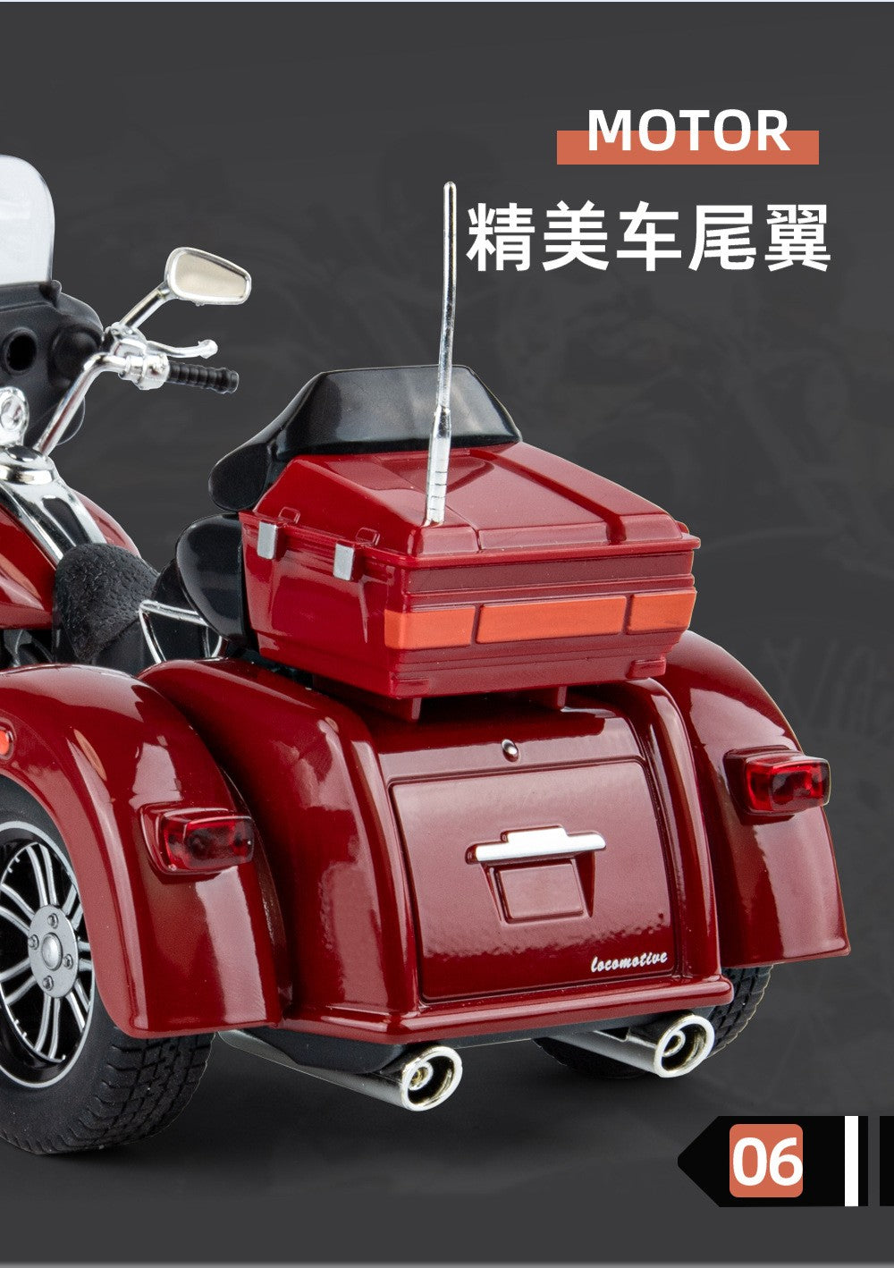1:9 Harley D-vTRI GLIDE ULTRA Triciclo de Luxo em Liga Fundida Modelo de Motocicleta com Som e Luz Coleção Decoração Presente Caixa