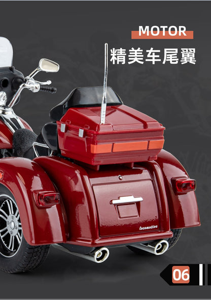 1:9 Harley D-vTRI GLIDE ULTRA Triciclo de Luxo em Liga Fundida Modelo de Motocicleta com Som e Luz Coleção Decoração Presente Caixa