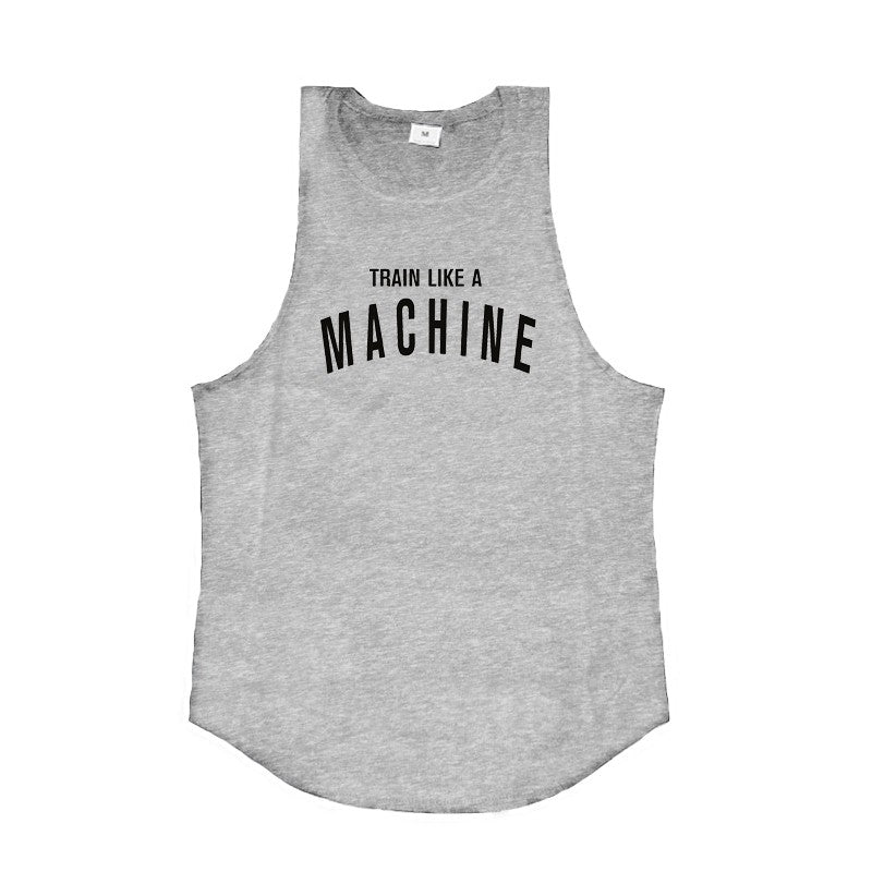 TRAIN LIKE A MACHINE Cotton Bodybuilding Tank Top Mens Workout Singlets Fitness Stringer Clothing  Sleeveless Men's casual vest
