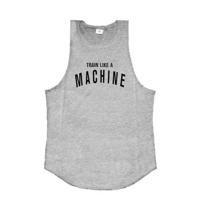 TRAIN LIKE A MACHINE Cotton Bodybuilding Tank Top Mens Workout Singlets Fitness Stringer Clothing  Sleeveless Men's casual vest
