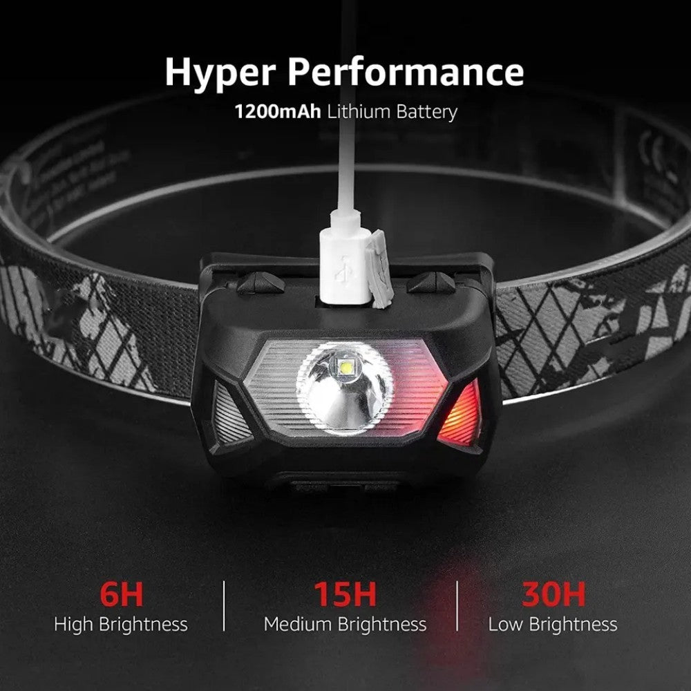 6 Modes Usb Rechargeable Headlamp IPX4 Waterproof Headlight Flashlights LED Head Lamp With Red Green Light For Outdoor Fishing