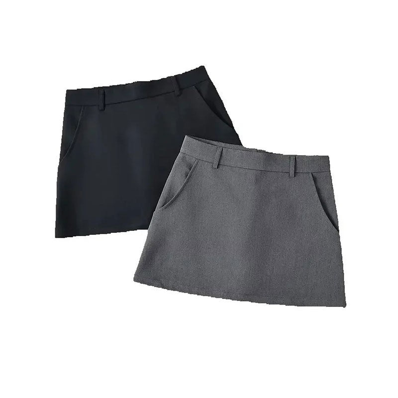 Mooyufon Women Fashion Solid Back Zipper A-Line Mini Skirt Vintage High Waist Fe