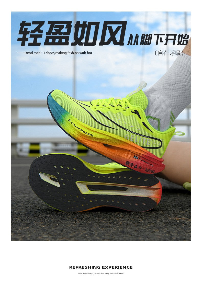 Air Cushion Carbon Plate Running Shoes Jogging Marathon Men Sports Breathable Lightweight Comfortable Nonskid Casual Sneakers