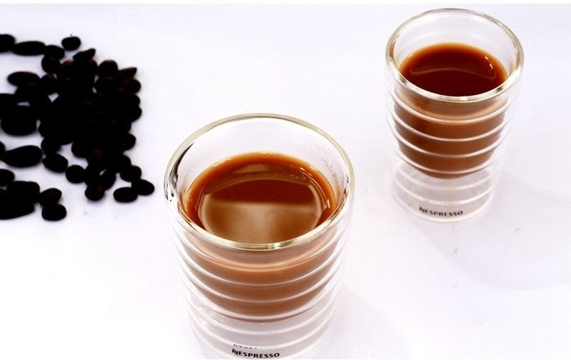 Xícara de Espresso Copo Térmico de Vidro para Chá Leite Bebidas Caneca de Vidro Sopro Artesanal com Parede Dupla Canecas para Whey Protein e Nespresso