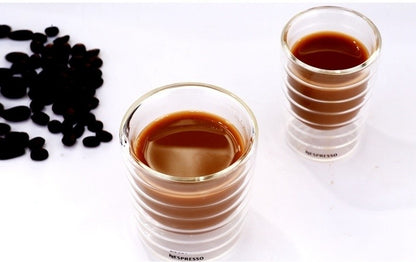 Xícara de Espresso Copo Térmico de Vidro para Chá Leite Bebidas Caneca de Vidro Sopro Artesanal com Parede Dupla Canecas para Whey Protein e Nespresso