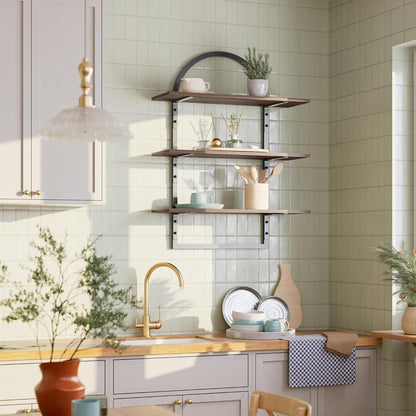 3-Tier Wall-Mounted Shelving Unit, 24 x 31.5, Suitable for Various Rooms Including Bathroom, Bedroom, Toilet, Kitchen, Living Ro