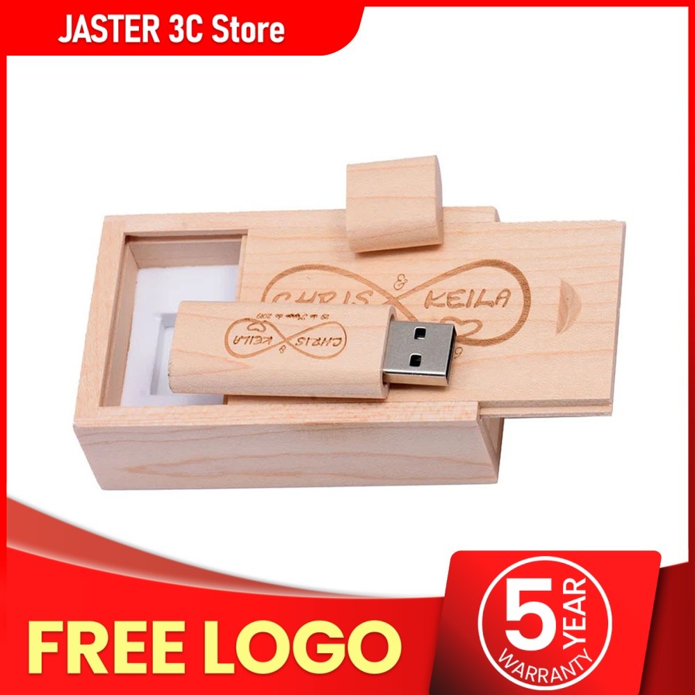 JASTER (1 unidade com LOGO Grátis) Pen Drive de Madeira com USB em Lascas de Madeira 4GB 16GB 32GB 64GB 128GB Memory Stick Presente de Casamento