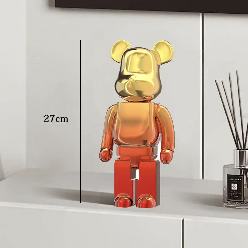 Estátua Urso Graffiti 27cm Bloco Tinta Urso Decoração Enfeites de Resina para Desktop Decoração de Casa Sala de Estar Urso Escultura de Chão Presentes