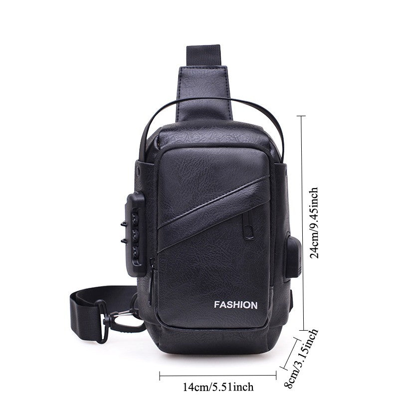 Men's Anti-Theft Crossbody Bag USB Charging Port Travel Chest Bag Waterproof Shoulder Messenger Bag for Outdoor Sports