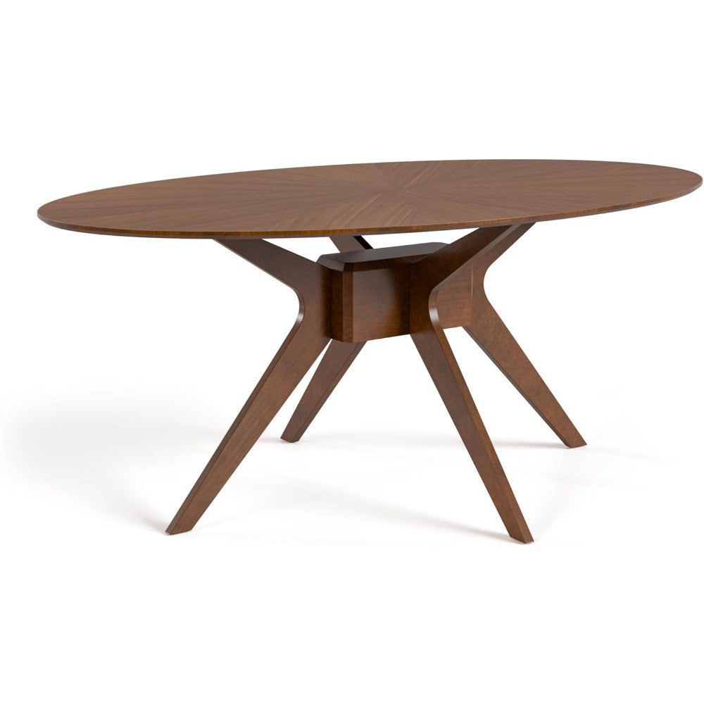 Mid-Century Modern Alara Solid Wood 54 Oval Dining Table, Seats 6, Easy Assembly, Suitable for Home and Kitchen