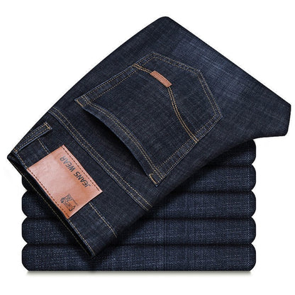 2025 New  Men's Jeans Casual Straight Stretch Fashion Classic Blue Black Work Denim Trousers Male Brand Clothing