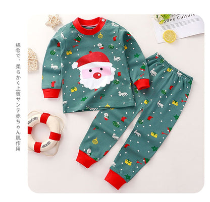 Cotton Children Pajamas Sets Unisex Soft Comfort Warm Cute Cartoon Printed Suitable Boys Girls Perfect for Autumn Winter Warmth
