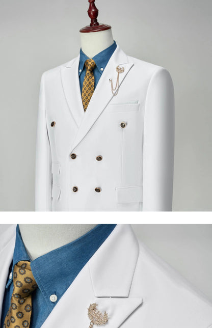 2025 Suit (Blazer+ Trousers) Men's Fashionable Gentleman Business Double-breasted British-style Banquet Host Casual Wedding Suit