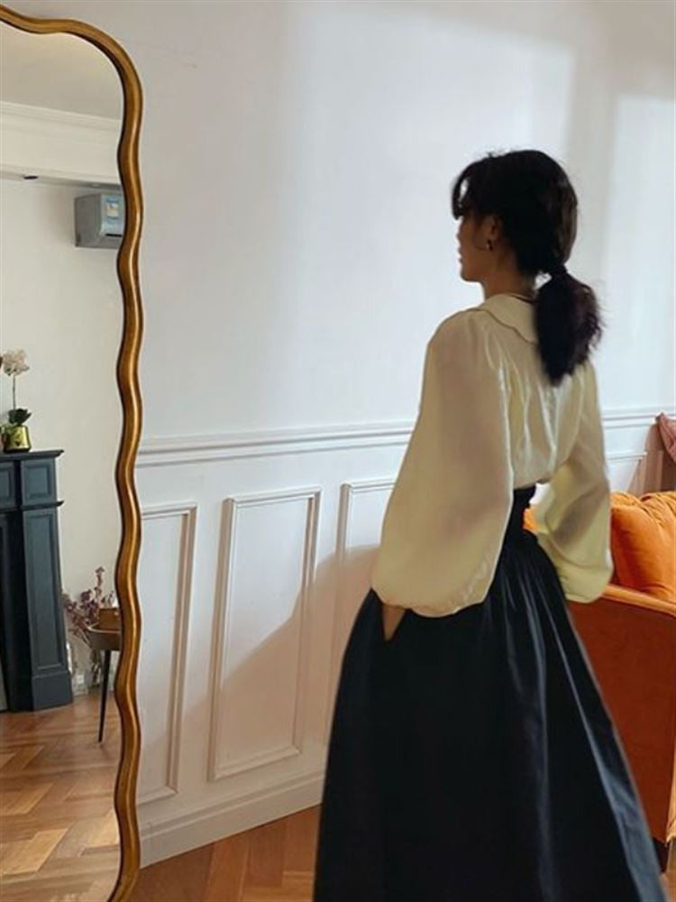 Autumn Outfit Set Women's 2023 New Court Sle Retro irt Versatile Mid-Length A-Line  Skirt for Pear aped Body