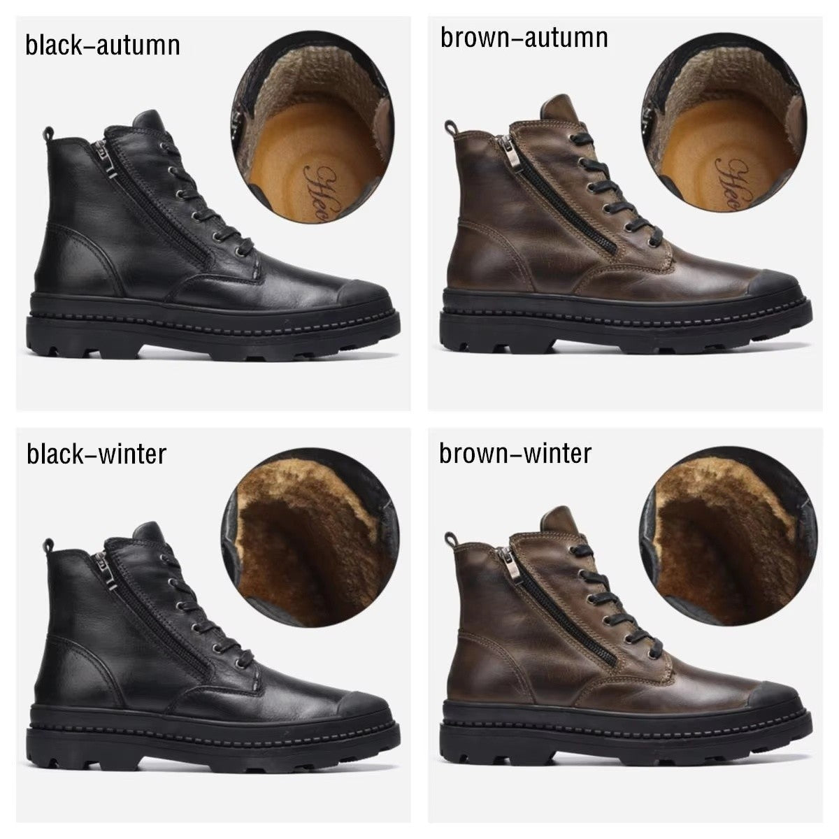 Botas Masculinas de Couro Legítimo Natural Feitas à Mão Estilo Retrô para o Inverno #9550