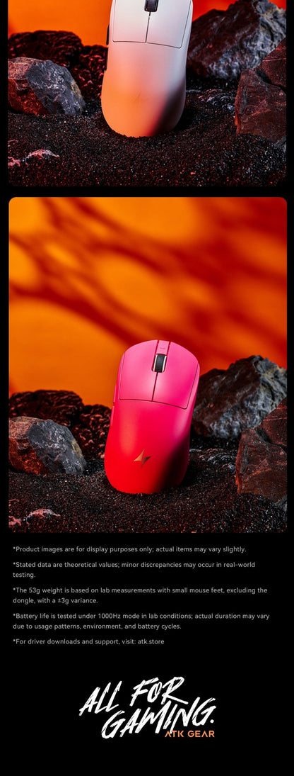 Mouse Sem Fio ATK Dragonfly A9 Series Tri Mode PAW3950 Nordic52840 8K 53g Leve Personalizável para Laptop Gamer PC Gaming