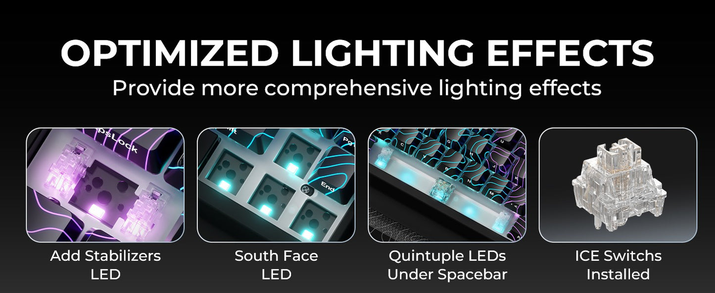 Teclado Mecânico XVX M67 JadeStone com Teclas IMD-Tech Hot Swappable Design Gasket Teclado com Retroiluminação RGB Personalizada Tri-Modo