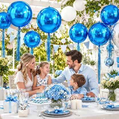 8pcs blue 4D Balloon Rain Curtain Set,blue 4D Foil Balloon, for birthday party decorations, weddings decor, and rooms decor