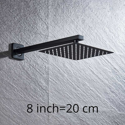 Chuveiro Quadrado de Teto 8"/10"/12" Ultrafino para Banheiro com Braço de Chuveiro Acessórios de Torneira Montado na Parede