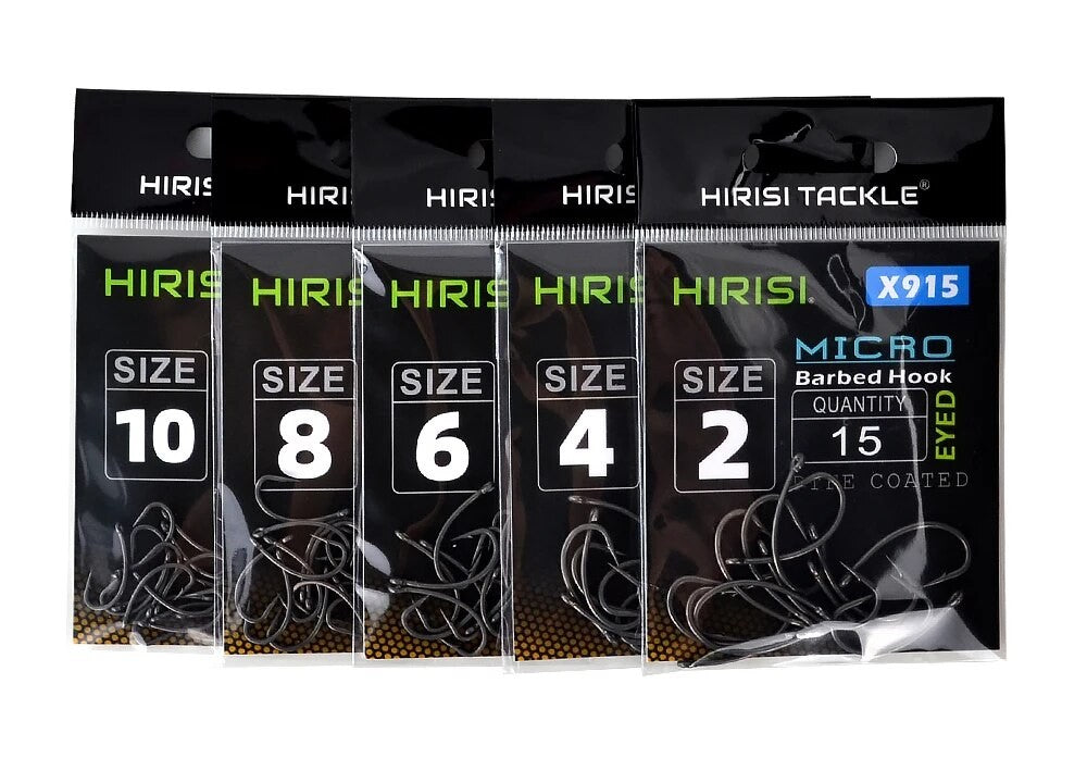 Hirisi 15x Anzóis de Pesca de Carpa Com Olhal Micro Farpa Aço de Alto Carbono Anzóis Revestidos de PTFE Acessórios de Pesca X915