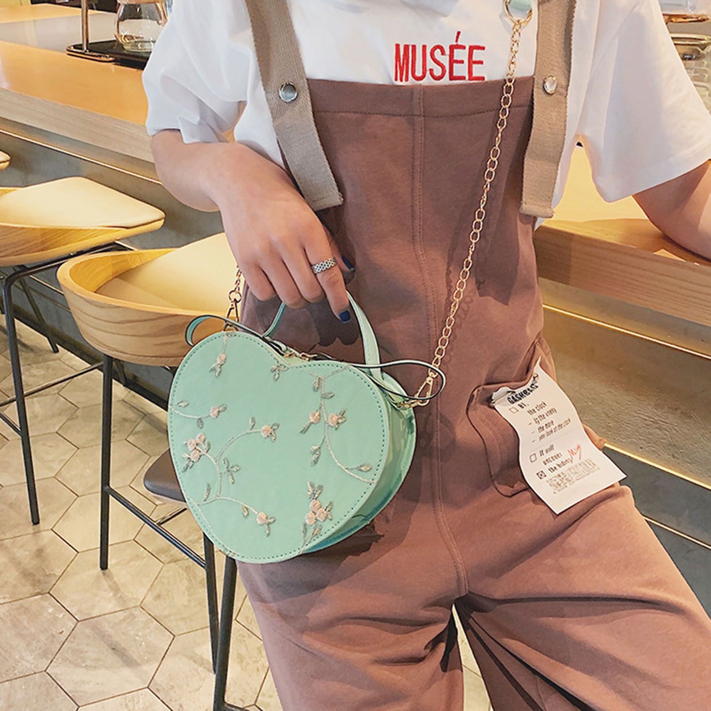 Women Sweet Crossbody Bag PU Leather Handbags with Lace & Flower Pattern for Commuting Business Travel