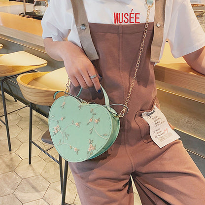 Women Sweet Crossbody Bag PU Leather Handbags with Lace & Flower Pattern for Commuting Business Travel