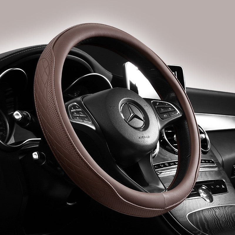 Motocovers Car  Anti-Slip Leather Steering wheel Cover Universal car Steering Wheel Protective Cover Fashion Style 38cm Type O D
