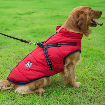 Jaqueta de Inverno Quente para Cães Grandes com Peitoral Impermeável, Casaco para Cães Grandes, Labrador, Chihuahua, Bulldog Francês, Roupas para Cães ao Ar Livre