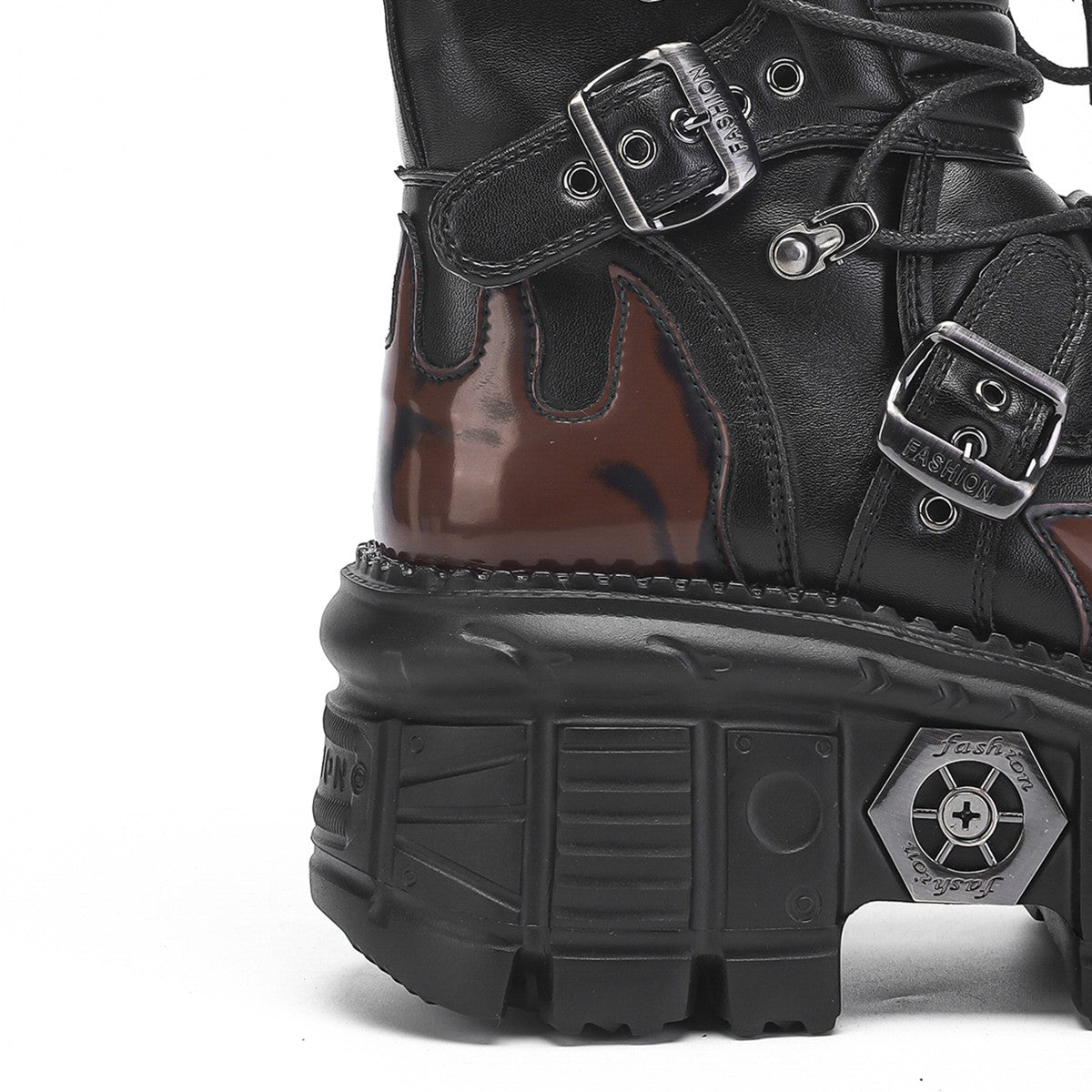 Personalized Short Boots Motorcycle Boots Heavy Metal Versatile Mid-Calf Women's Rock Dark Cyberpunk