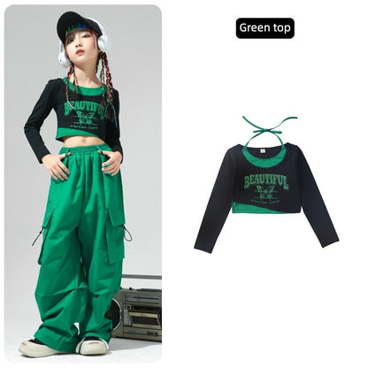 Roupa de Bebê Roupa Infantil da Moda Calças Cargo Menina Dança Hip-hop Roupa Larga de Rua Calças Infantis Casuais Meninas
