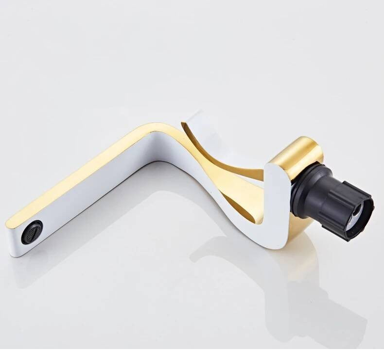 White Gold Mixer Tap Brass Wash Basin Hot And Cold Water Sink Retro Single Hole Faucet Bathroom