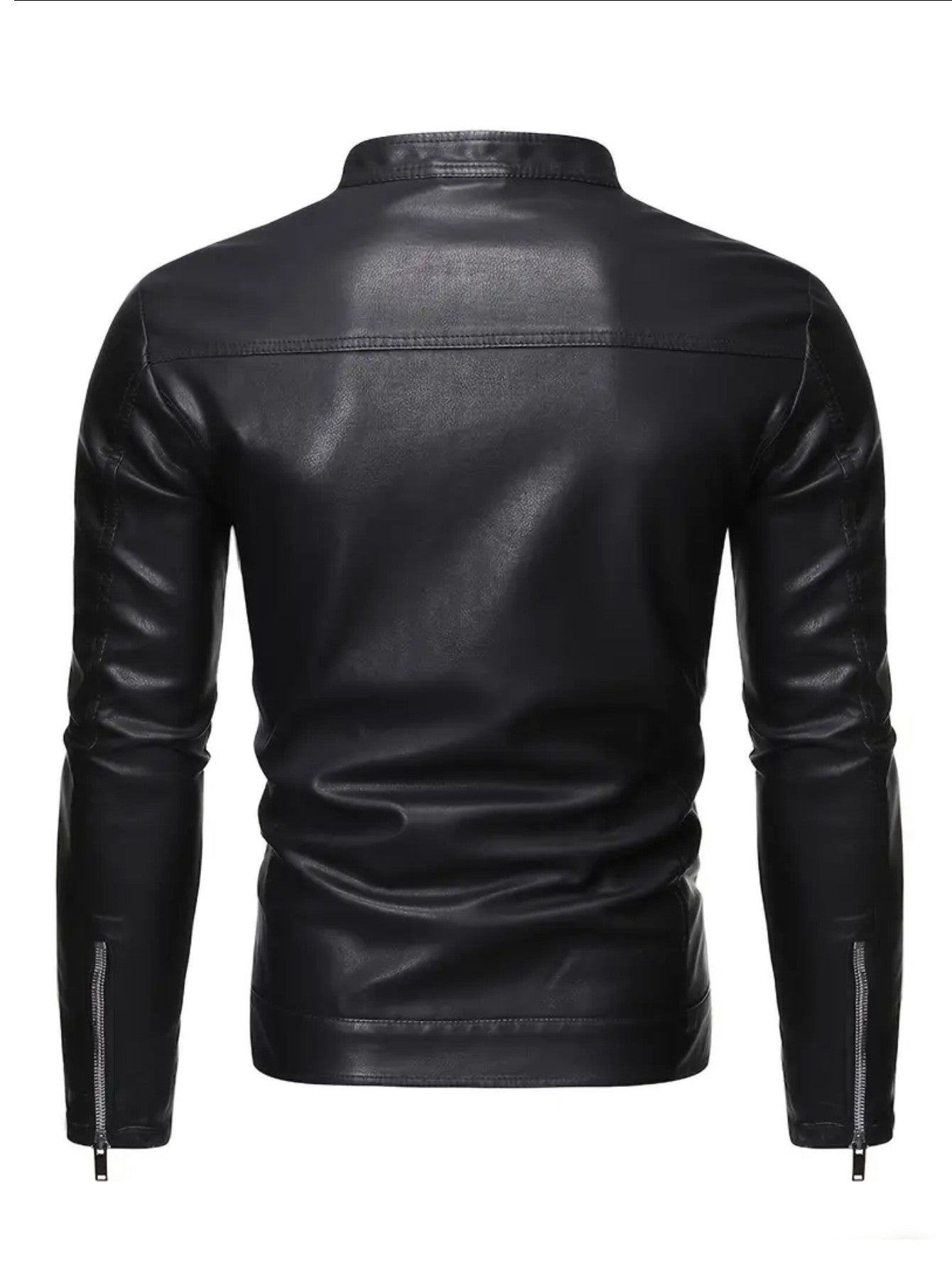 Men'S Vintage Motorcycle Jacket - Full-Zip Closure, Stand Collar, Non-Stretch Synthetic Biker Coat for Spring/Fall Riding, Casua