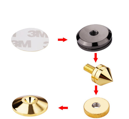 Ponta de Apoio para Caixa de Som M28*26 Base de Cobre Puro Tripé de Alumínio Subwoofer Amplificador Pad para Amplificador CD DVD Player Pés