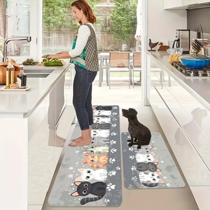 VIKAMA Cartoon Cat Paw Non-Slip Washable Floor Mat--Game Room Rug for Living Room, Bedroom,Home Decor, With Bathroom Accessories