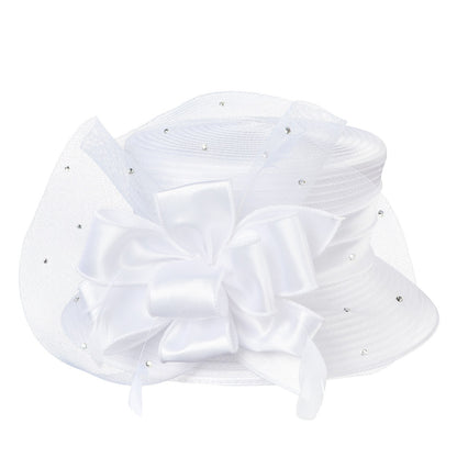 Chapéus de igreja elegantes e sofisticados para mulher, com diamantes, 2025, chapéus de casamento, fascinators para mulher