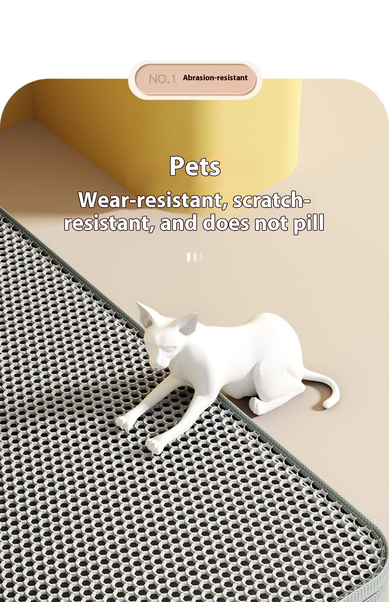 Tapete Higiênico para Gatos, Design de 2 Camadas, Tecnologia Premium de Retenção de Areia, Base Impermeável, Protetor de Chão Antiderrapante para Gatinhos Internos