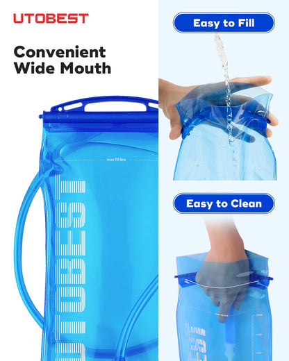 UTOBEST 1L/1.5L/2L/3L Hydration Bladder Water Reservoir Water Bag BPA Free for Running Cycling Hiking