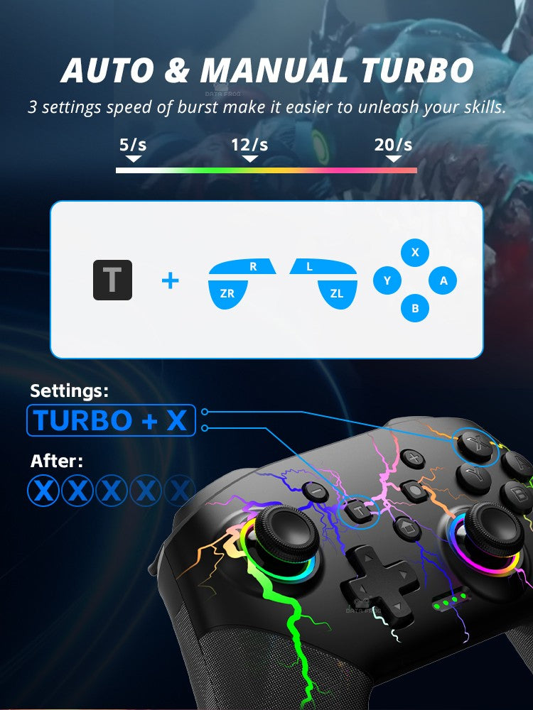 Wireless Controller For Switch OLED Console Pro Gamepad with Rechargeable Battery Programmable Turbo Function RGB Light
