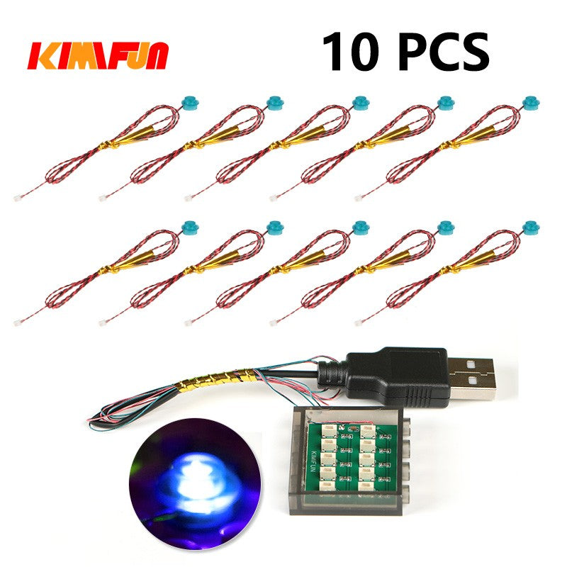 10PCS 0.8mm Pino RGB LED Blocos de Montar USB Lâmpada DIY Luz de Rua Cidade Decoração Elétrica 1X1 Tijolo Compatível com Todas as Marcas