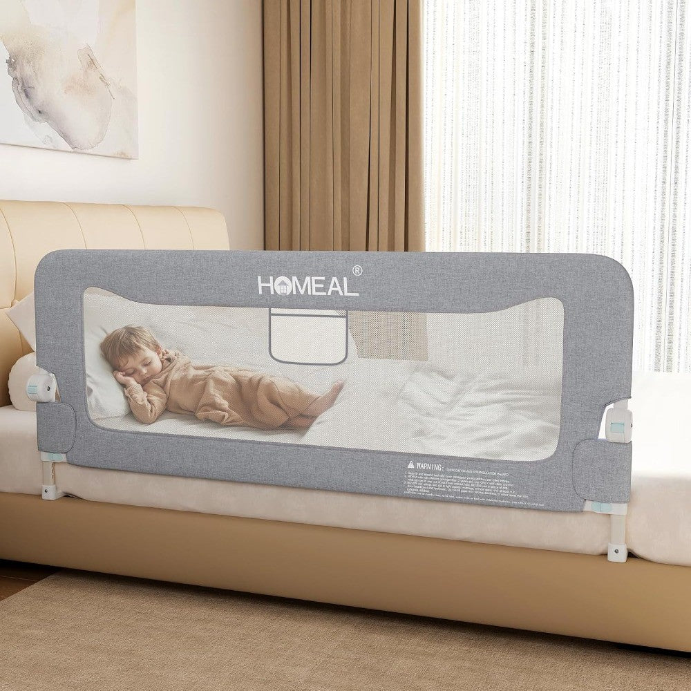 Foldable Toddler Bed Rails for Twin, Full, Queen, and King Beds, 59 Inches Long, Grey, 1 Pack