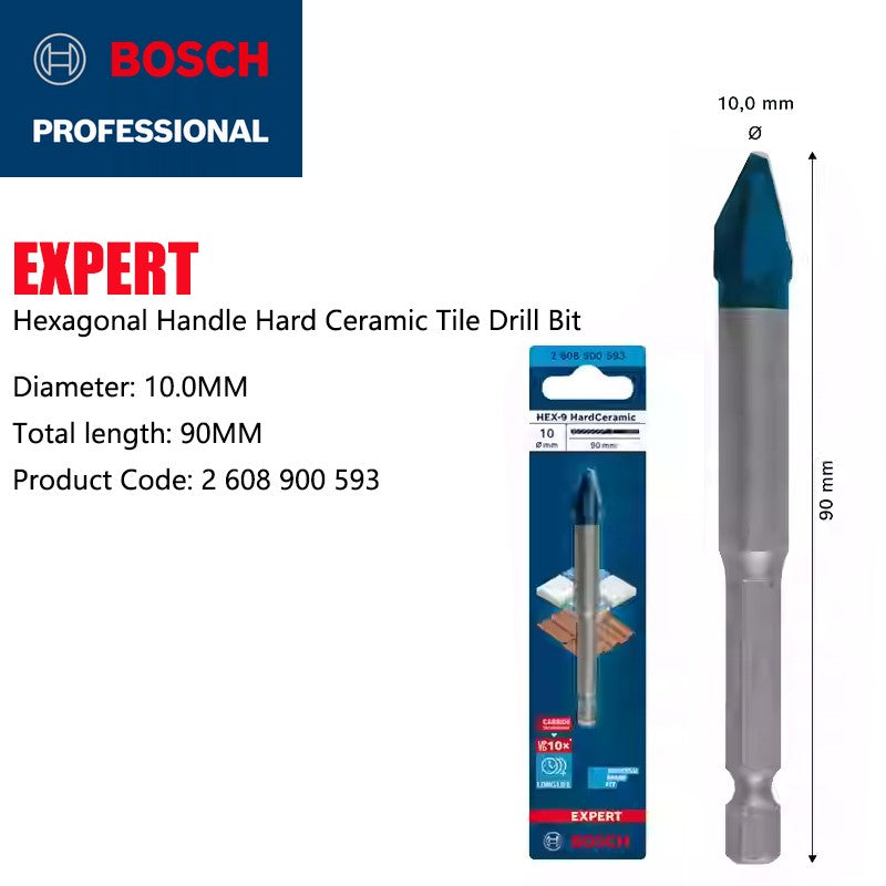 Brocas BOSCH Hex-9 Hard Ceramic EXPERT para Cerâmica Flecha Azul Pequena Acessórios para Ferramentas Elétricas para Furar Pisos de Mármore e Azulejos Vitrificados