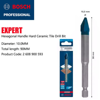 Brocas BOSCH Hex-9 Hard Ceramic EXPERT para Cerâmica Flecha Azul Pequena Acessórios para Ferramentas Elétricas para Furar Pisos de Mármore e Azulejos Vitrificados