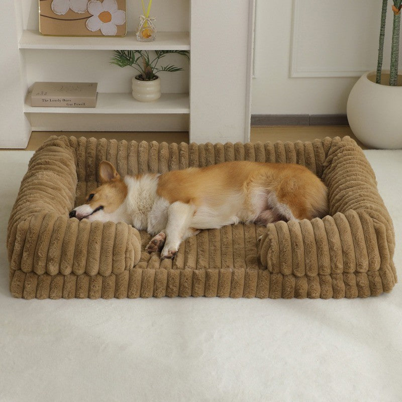 Cama Calmante para Cães Ortopédica em Espuma Viscoelástica Tamanhos P M G GG GGG Sofá com Capa Removível e Impermeável e Tapete de Pelúcia para Cães de Pequeno, Médio e Grande Porte