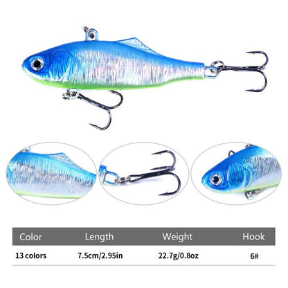 1 unidade de isca de pesca VIB de inverno 7cm 24g, iscas de pesca de inverno de arremesso longo que afundam, iscas artificiais Crankbait