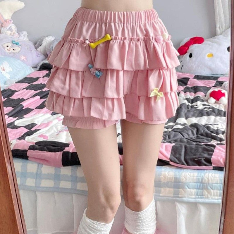 Gidyq High Waist Women Mini Skirts Summer Korean Fashion Ruffle Ball Gowns Skirts Casual Female All Match Cute A Lien Skirt New