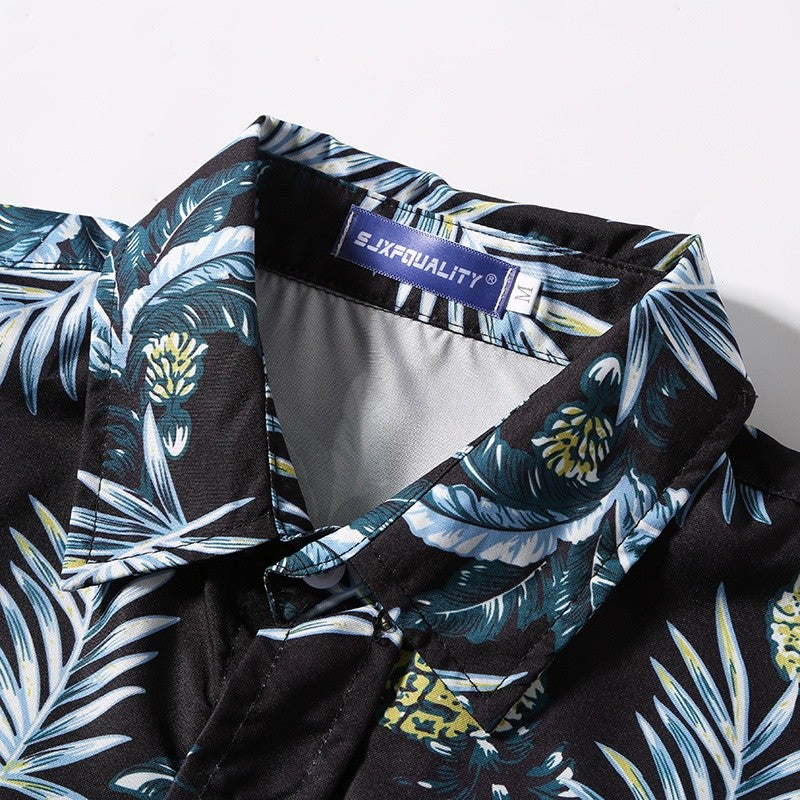 Men's Summer Short Sleeve Printed Shirt Thin Beach Shirt Men's Clothing Turtle Neck Polo  Shirt for Men Casual Top