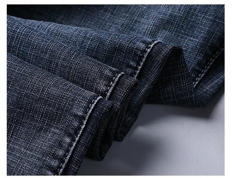 Wthinlee Calça Jeans Masculina Nova, Casual, Reta, Elástica, Moda Clássica, Azul, Preta, Trabalho, Calças Jeans Masculinas de Marca