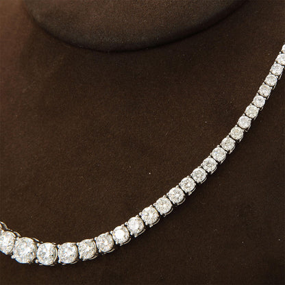 Colar Riviera de Moissanite com Certificado Gradiente de 3-5mm Gargantilha de Prata S925 para Mulheres